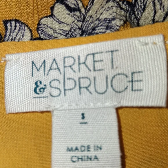 Market & Spruce Yellow Floral Mini Dress Size S - Picture 3 of 17
